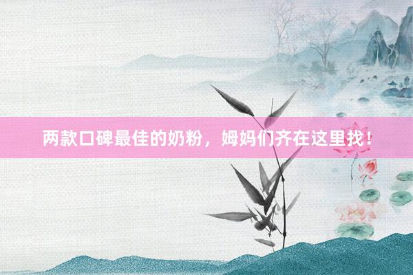 两款口碑最佳的奶粉，姆妈们齐在这里找！